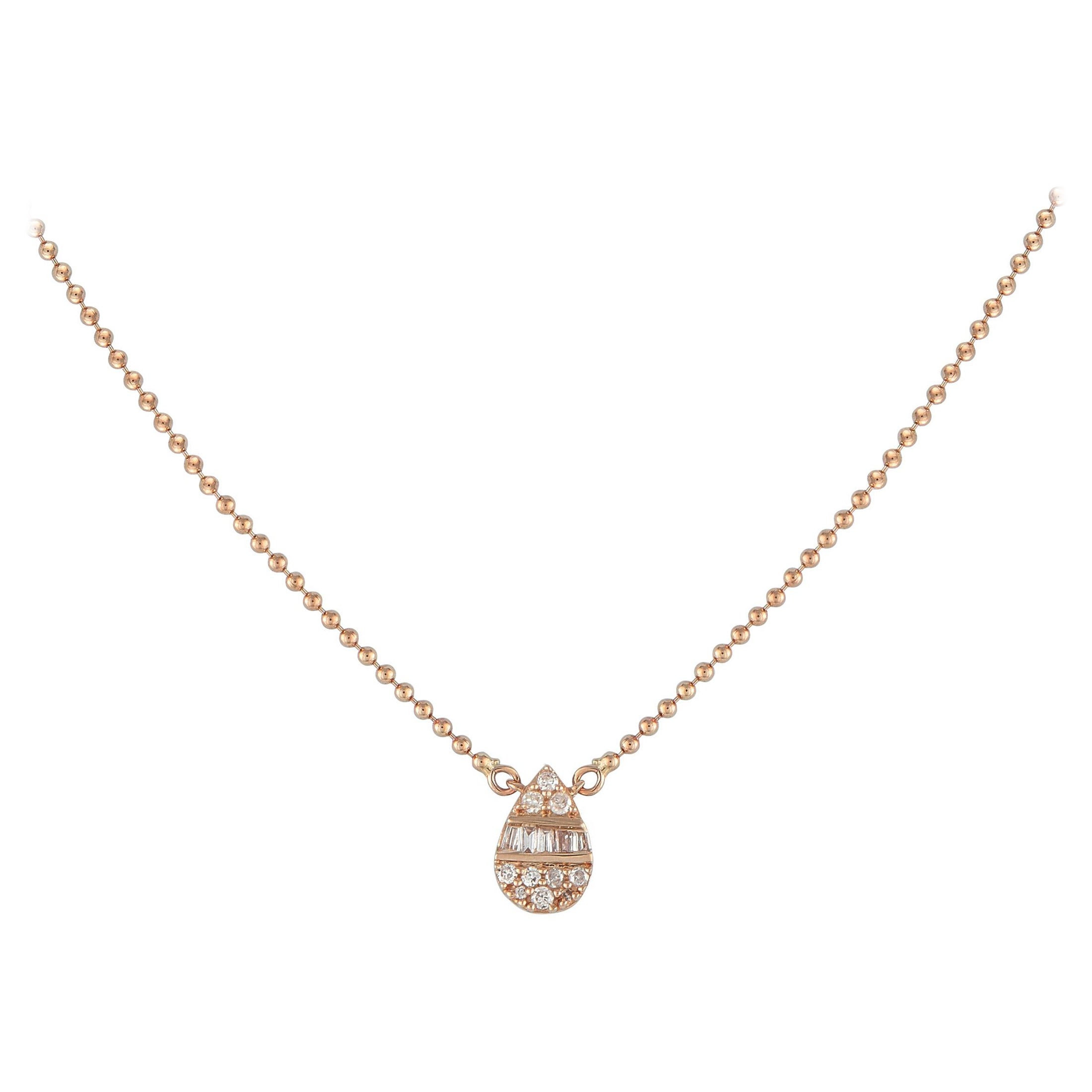 14K Rose Gold 0.11ct Diamond Necklace