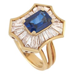 Bague en or jaune 18K avec 1,96ct de diamant et saphir
