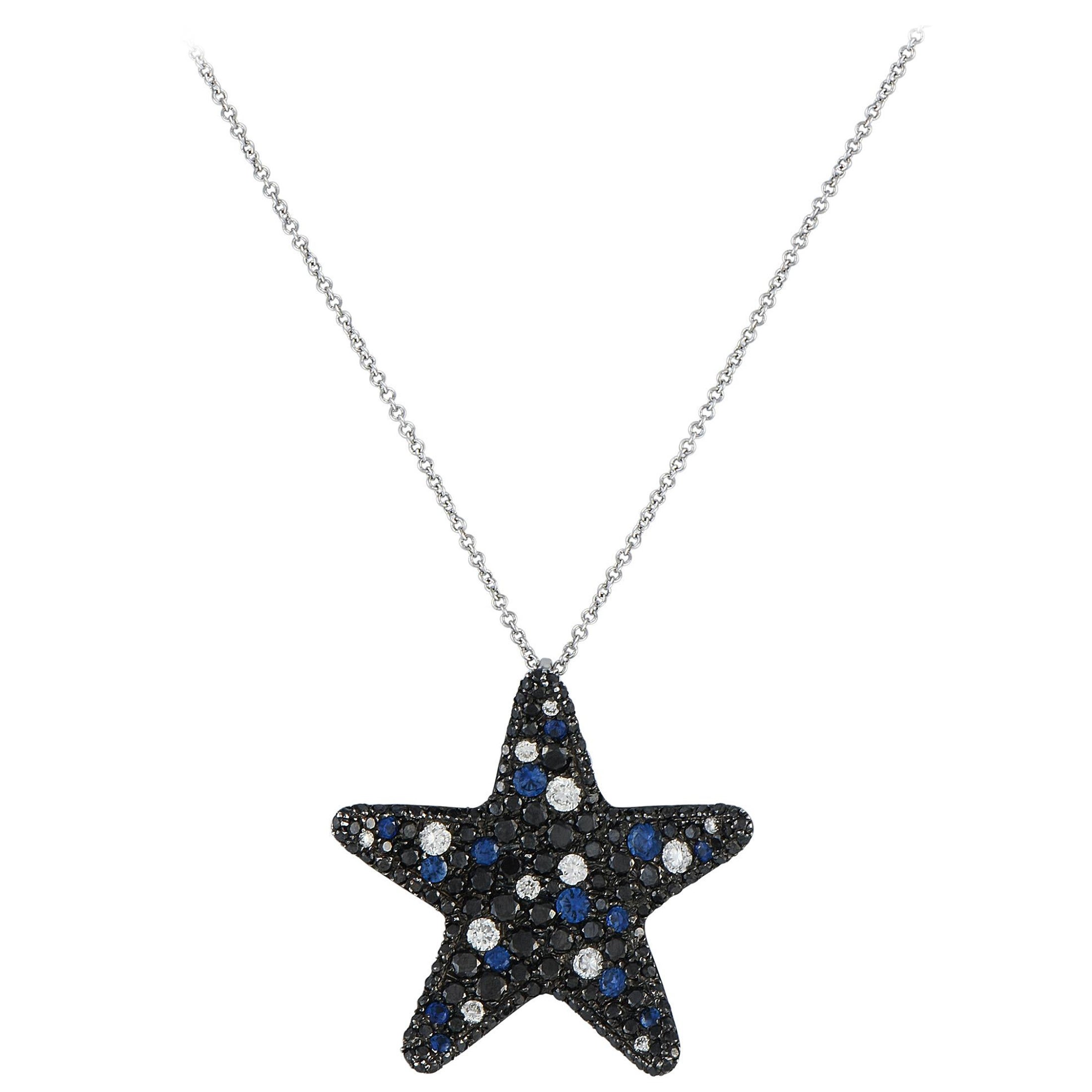 Pasquale Bruni 18K White Gold 2.04ct Diamond and Sapphire Necklace