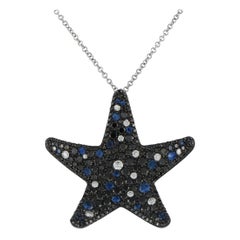 Pasquale Bruni 18K White Gold 3.07ct Diamond and Sapphire Pendant Necklace