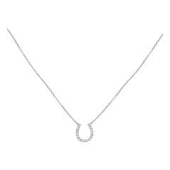 14K White Gold 0.30ct Diamond Horseshoe Necklace
