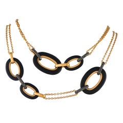 Pomellato Victoria 18K Rose Gold 4.70ct Diamond and Black Jet Necklace