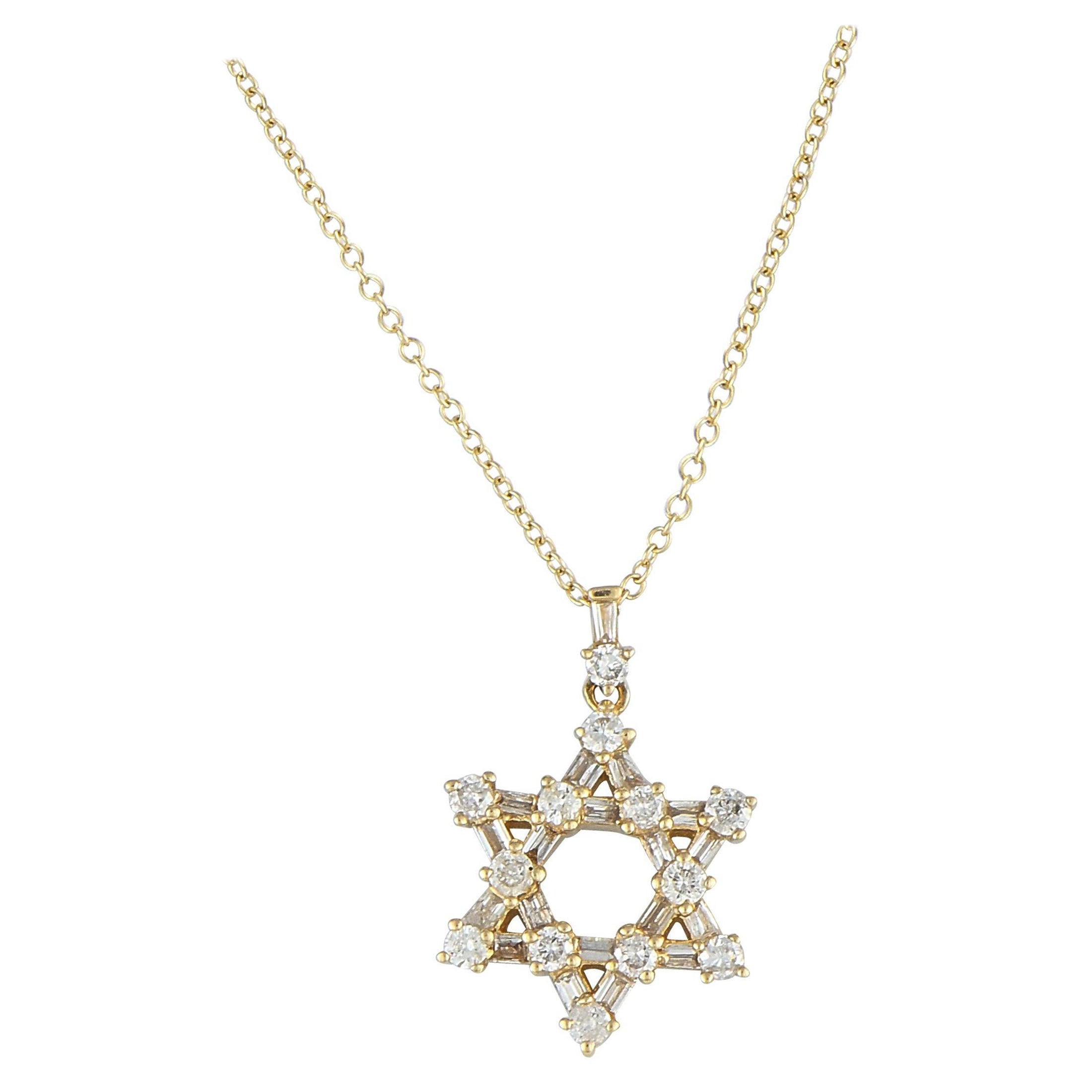 14K Yellow Gold 0.40ct Diamond Star of David Necklace