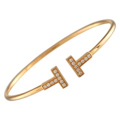 Tiffany & Co. T 18K Yellow Gold 0.24ct Diamond Bracelet