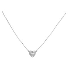 14K White Gold 0.20ct Diamond Heart Necklace