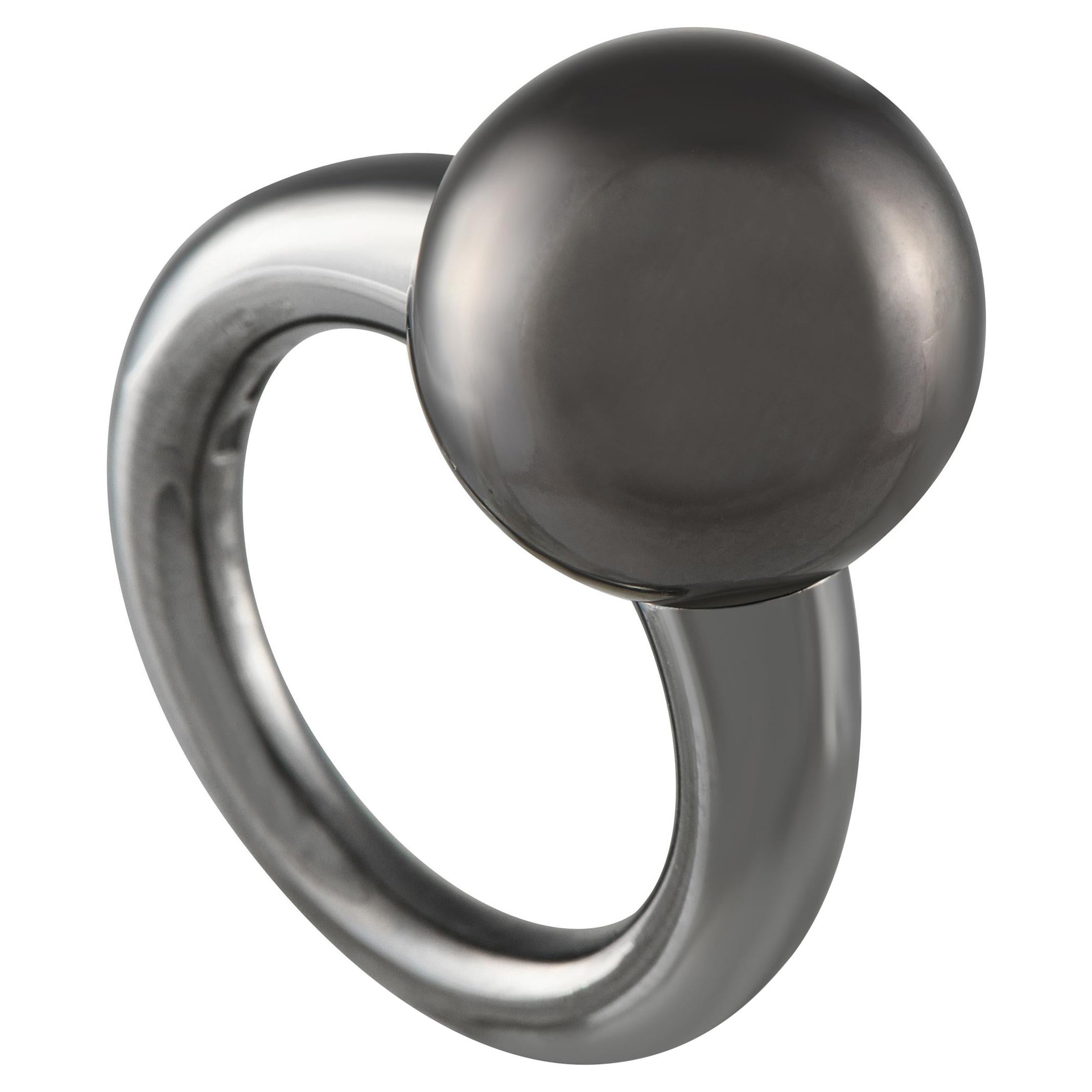 Mikimoto Margarita 18K White Gold Black South Sea Pearl Ring For Sale