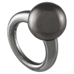 Mikimoto Margarita 18K White Gold Black South Sea Pearl Ring