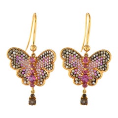 Boucles d'oreilles Pasquale Bruni en or jaune 18 carats, diamant, saphir et tourmaline, 1,31ct