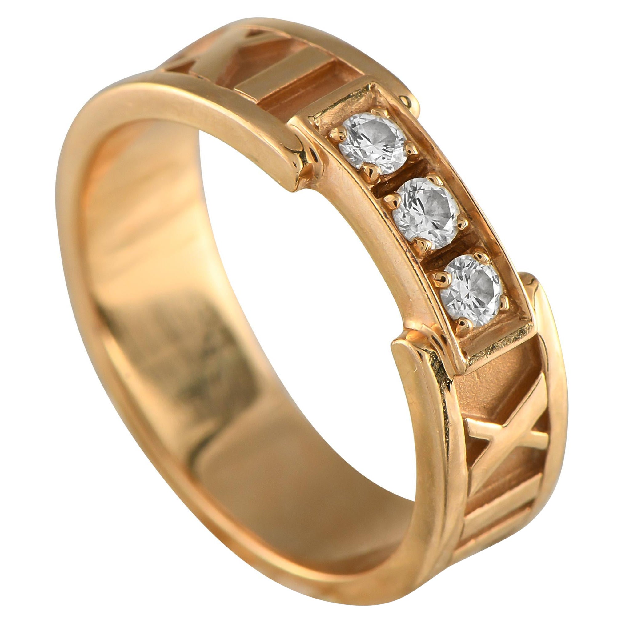 Tiffany & Co. Atlas 18K Rose Gold 0.15ct Diamond Ring