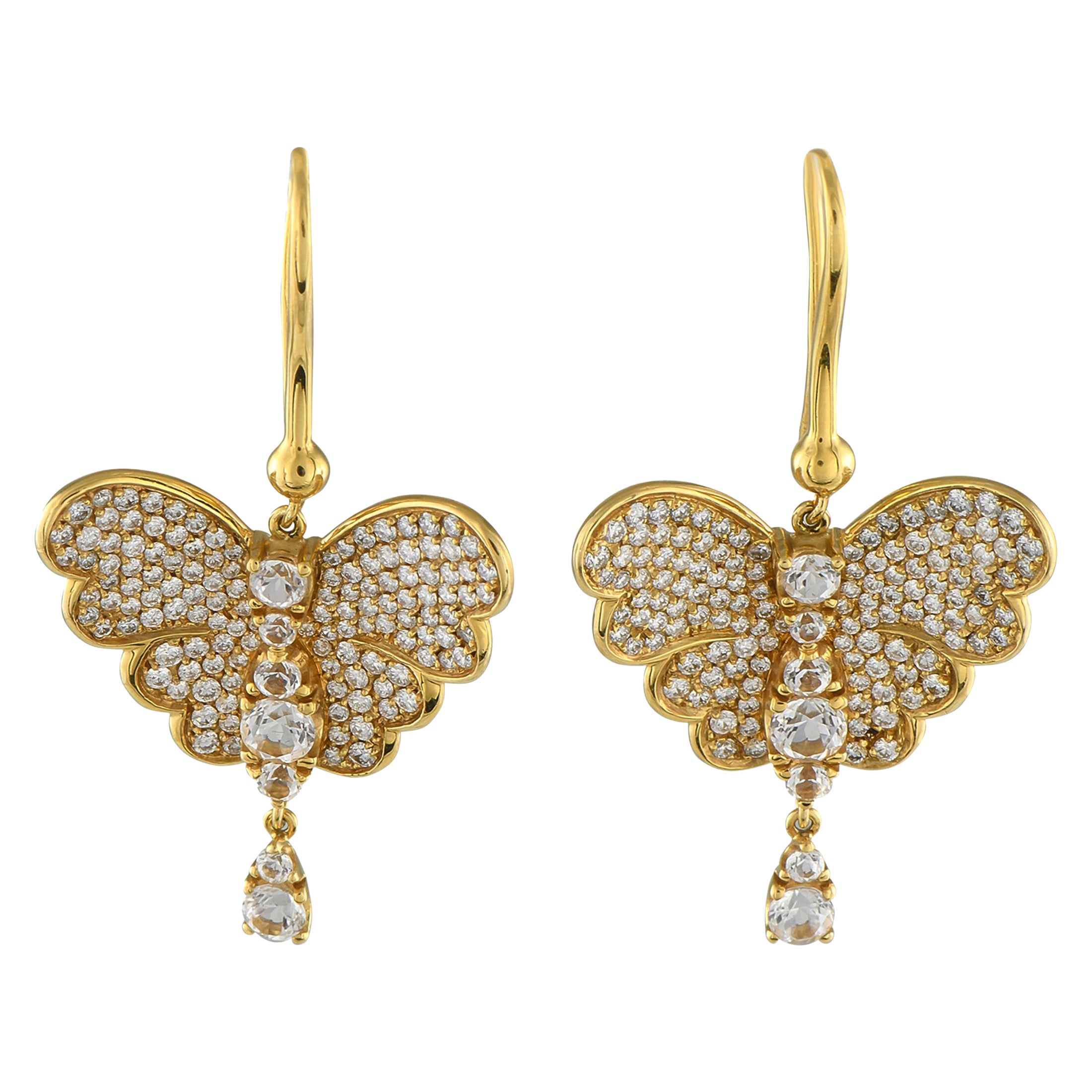 Pasquale Bruni 18K Yellow Gold 2.01ct Diamond Butterfly Earrings