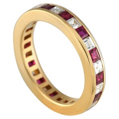 Tiffany & Co. 18K Yellow Gold Diamond and 1.94ct Ruby Eternity Band Ring