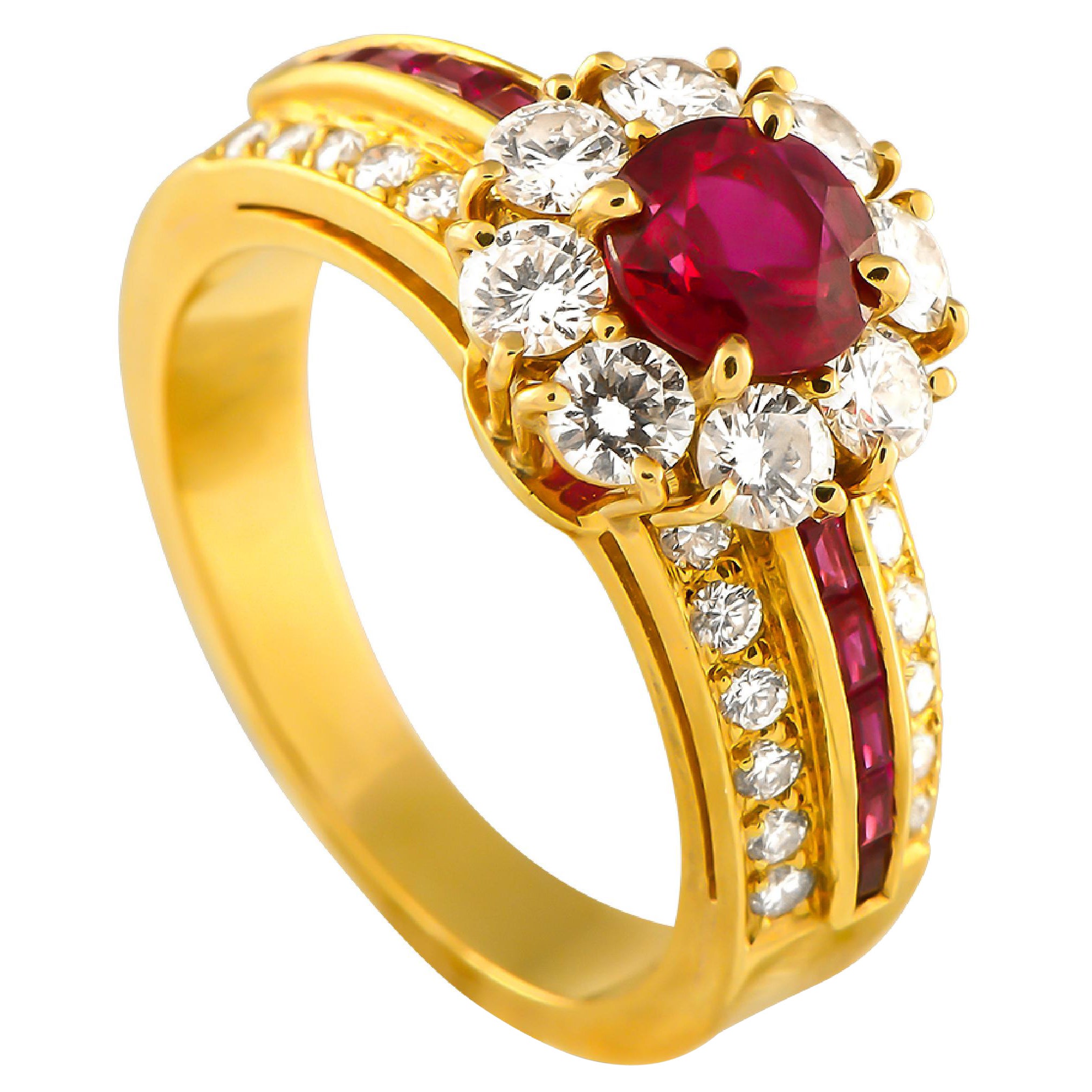 Anello Van Cleef & Arpels in oro giallo 18 carati con diamanti e rubini da 1,0 carati in vendita