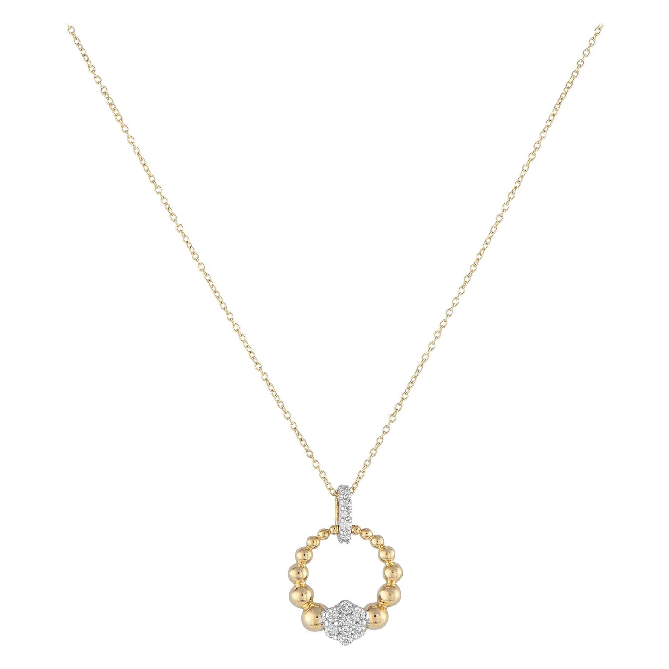14K Yellow Gold 0.15ct Diamond Pendant Necklace