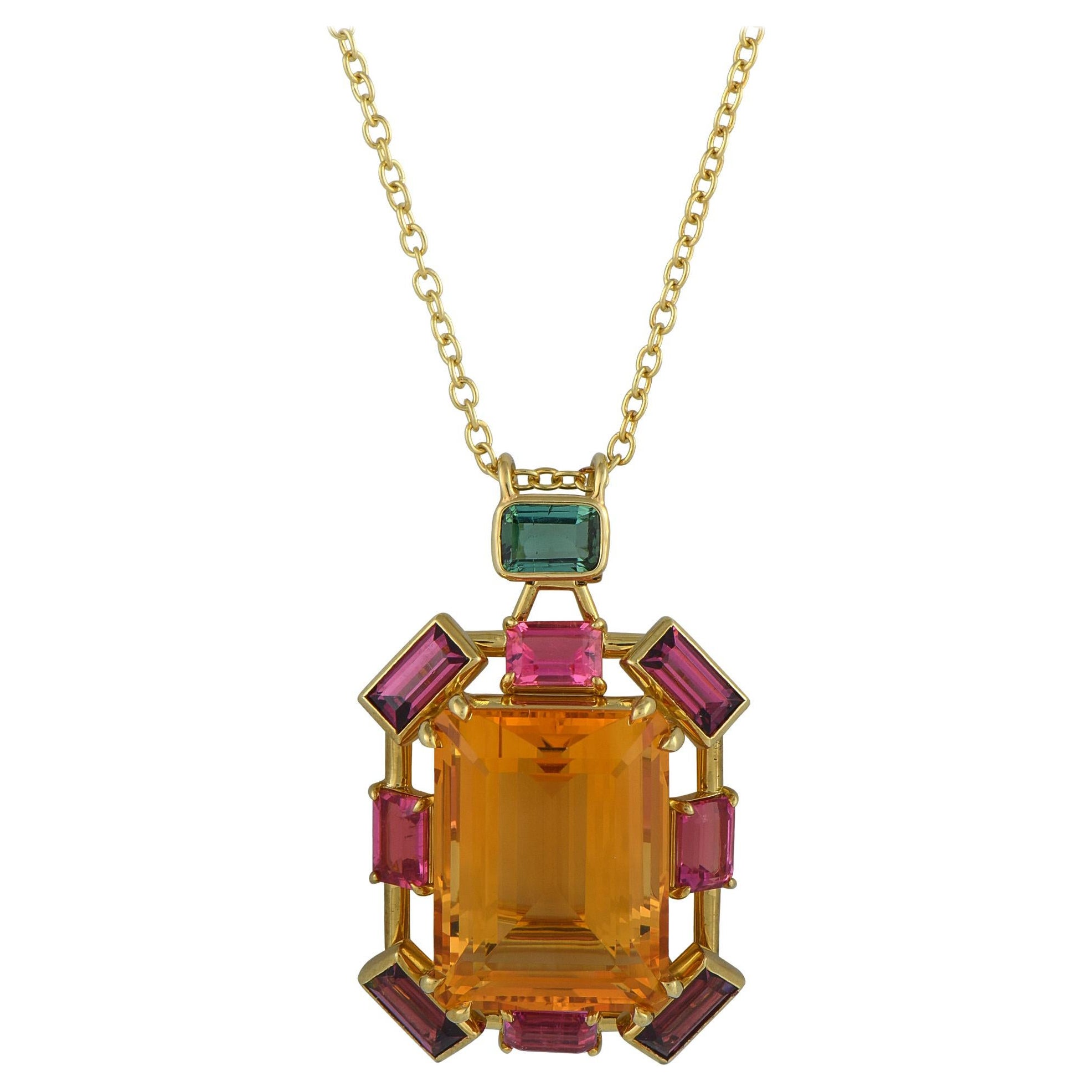 Ippolita 18K Yellow Gold Citrine and Tourmaline Necklace