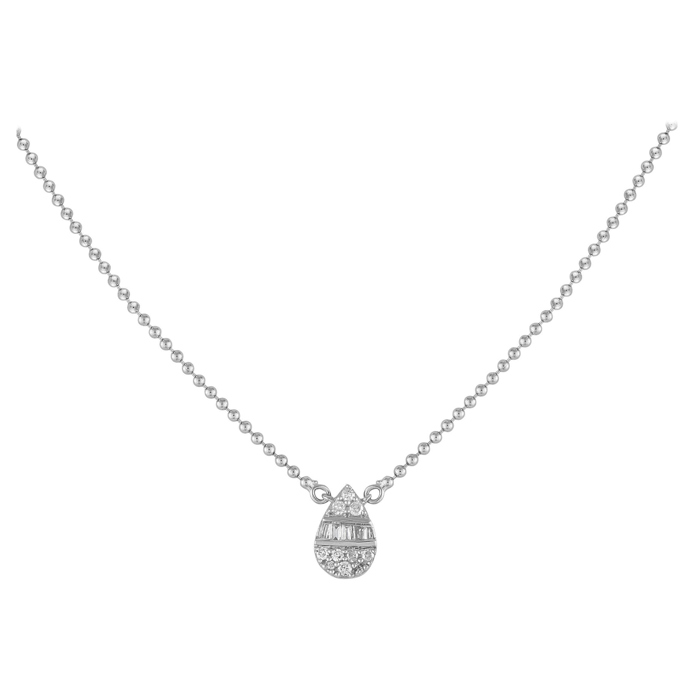 14K White Gold 0.11ct Diamond Necklace