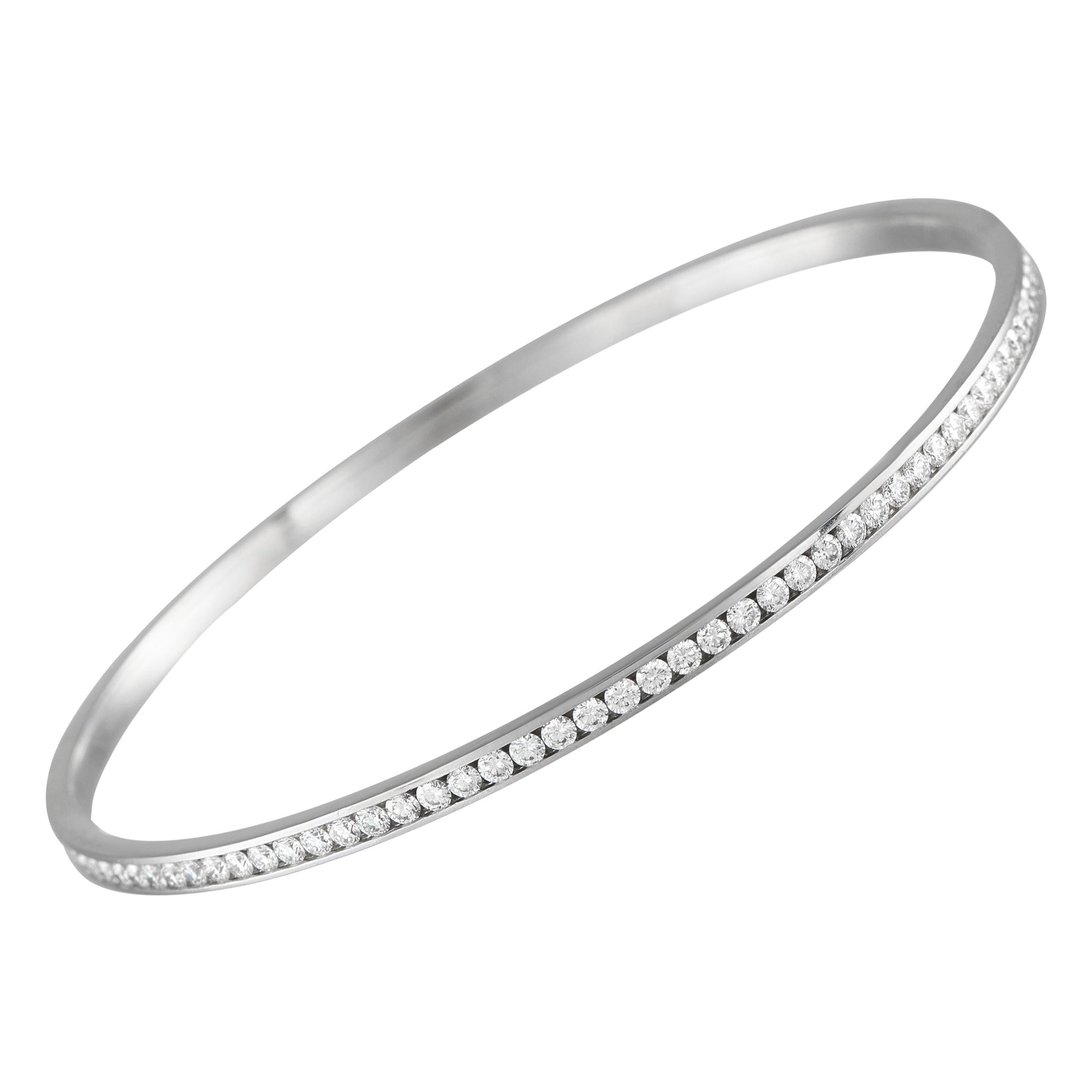 Jacob & Co 18K White Gold 3.50ct Diamond Bangle Bracelet For Sale