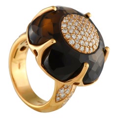 Pasquale Bruni Bague en or jaune 18 carats 1,14 ct de diamant et quartz fumé