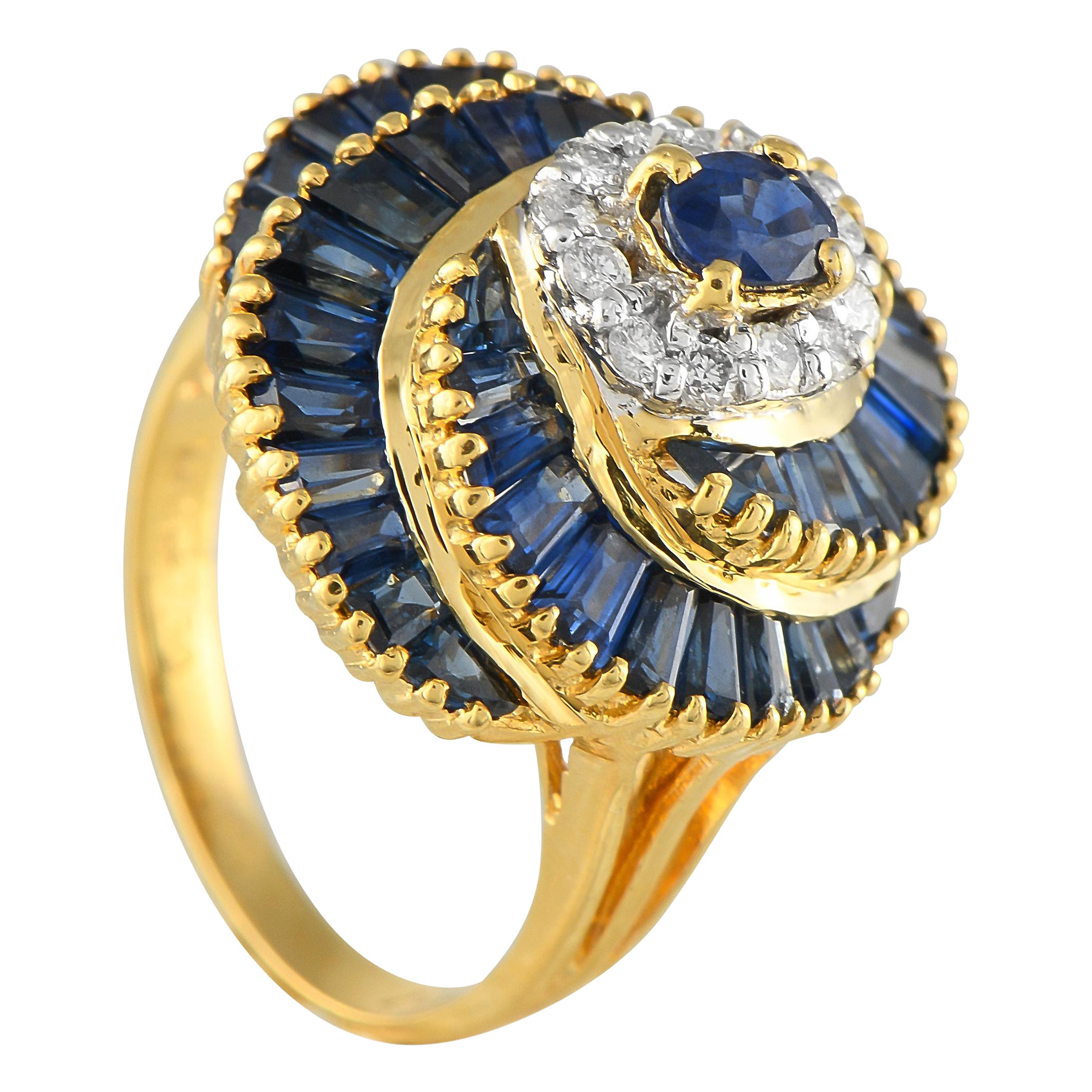 Le Vian 18K Yellow Gold Diamond and Sapphire Ring For Sale