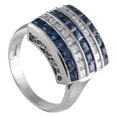 Platinum 0.65ct Diamond and Sapphire Ring