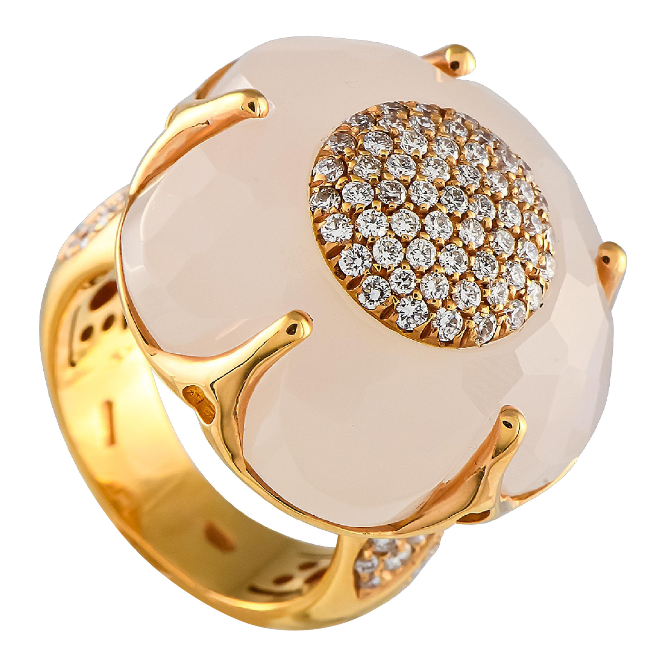 Pasquale Bruni Bon Ton Classique 18KYellow Gold 1.14ct Diamant, Rosenquarz Ring