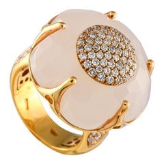 Pasqualale Bruni Bon Ton Classique Bague en or jaune 18K avec 1,14ct de diamant et quartz rose