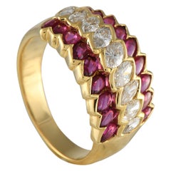 Bague en or jaune 18K avec diamant et rubis de 0,87ct