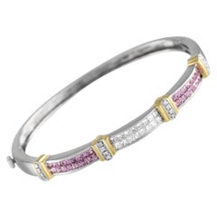 14K White and Yellow Gold 1.12ct Diamond and Sapphire Bracelet