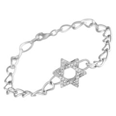 14K White Gold 0.30ct Diamond Star of David Bracelet