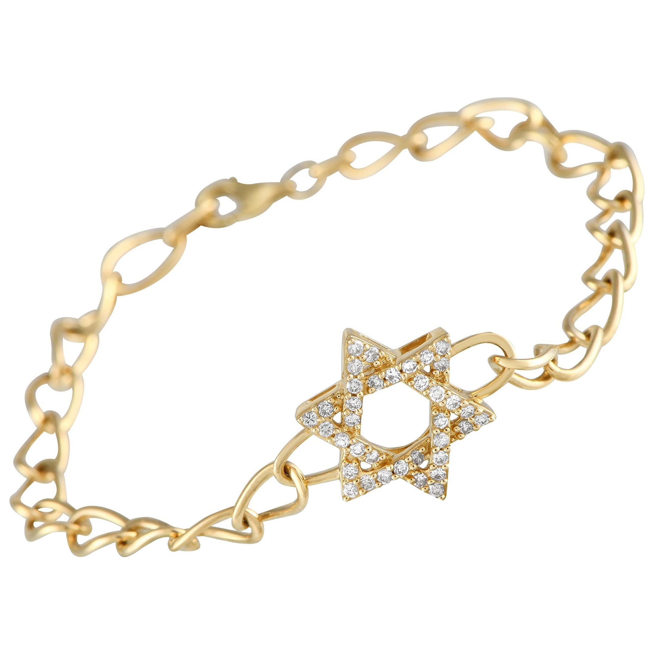 14K Yellow Gold 0.30 ct Diamond Star of David Bracelet