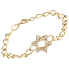 14K Yellow Gold 0.30 ct Diamond Star of David Bracelet