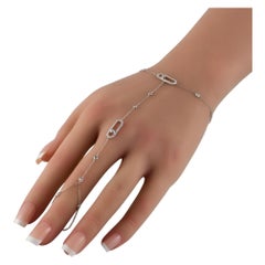 Bague de bracelet en or blanc 14K avec chaîne à main et diamant de 0,80ct
