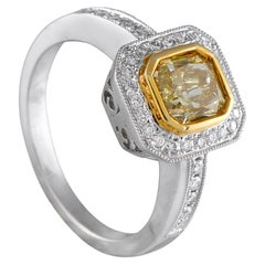 18K White Gold 1.50ct Fancy Yellow and White Diamond Ring