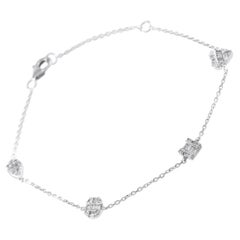14K White Gold 0.40ct Diamond Station Bracelet