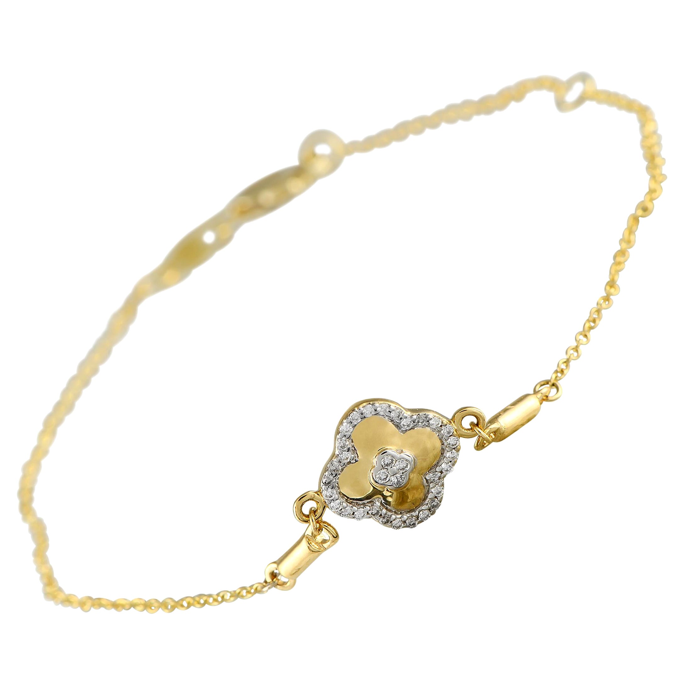 14K Yellow Gold 0.10ct Diamond Bracelet For Sale