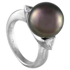 Platinum 0.24ct Diamond and Pearl Ring