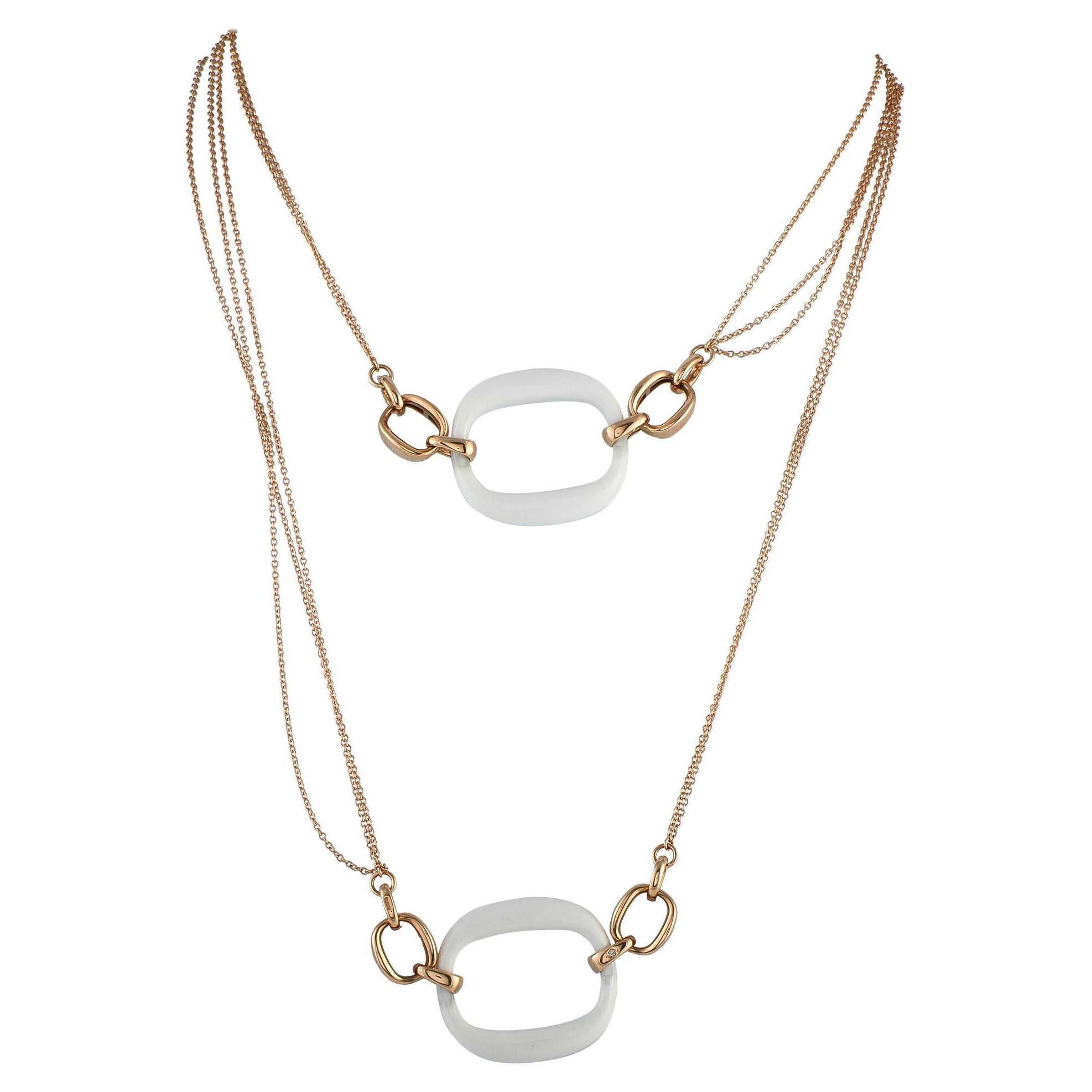 Damiani 18K Rose Gold Agate Necklace For Sale