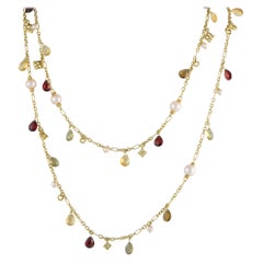 DAVID YURMAN Bijoux 18K Yellow Gold Pearl, Garnet, Citrine & Quartz Necklace