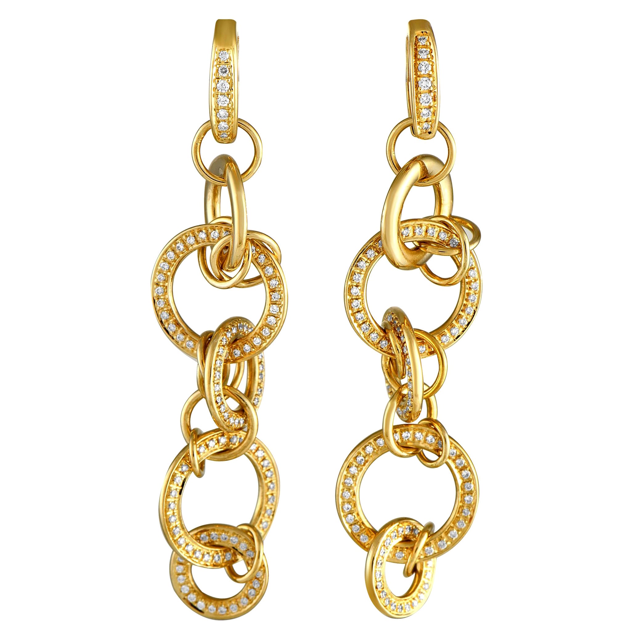 Di Modolo 18K Yellow Gold 1.30ct Diamond Dangle Earrings For Sale