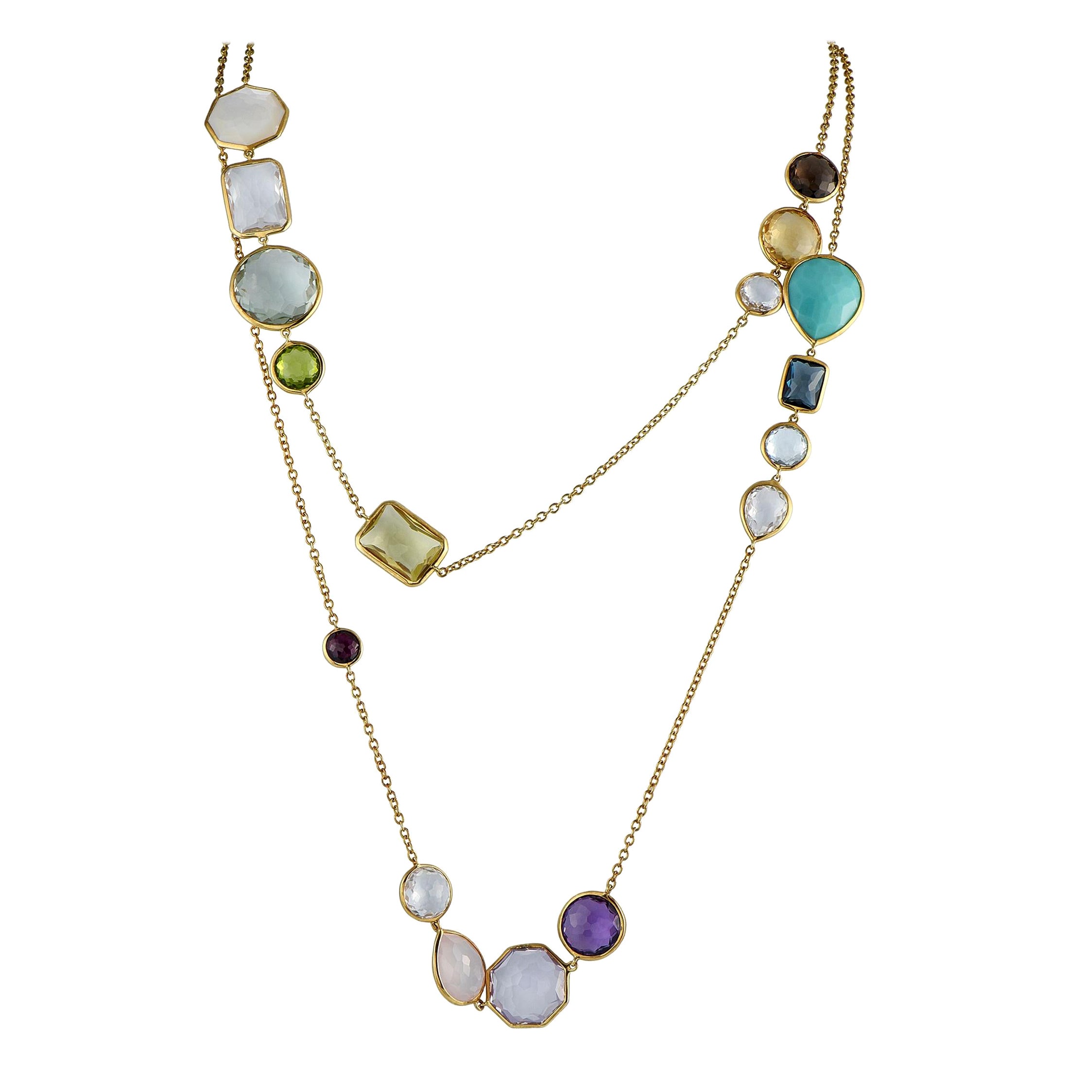 Ippolita Rock Candy 18K Yellow Gold Multicolored Gemstone Necklace For Sale