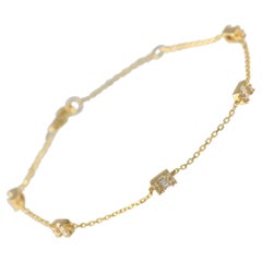 14K Yellow Gold 0.30ct Diamond Station Bracelet