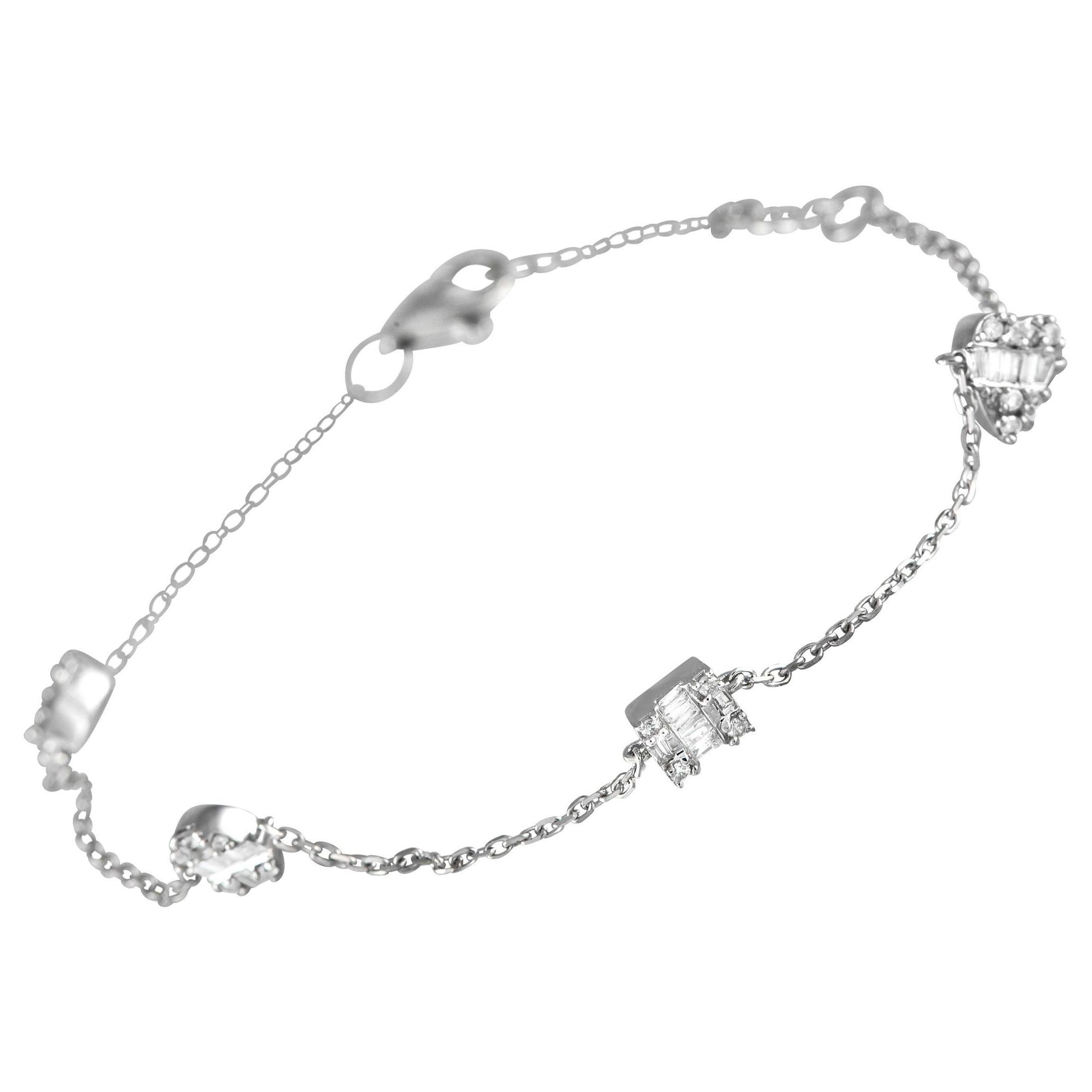 14K White Gold 0.25 ct Diamond Station Bracelet