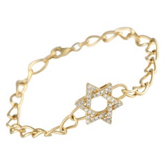 14K Yellow Gold 0.30ct Diamond Star of David Bracelet