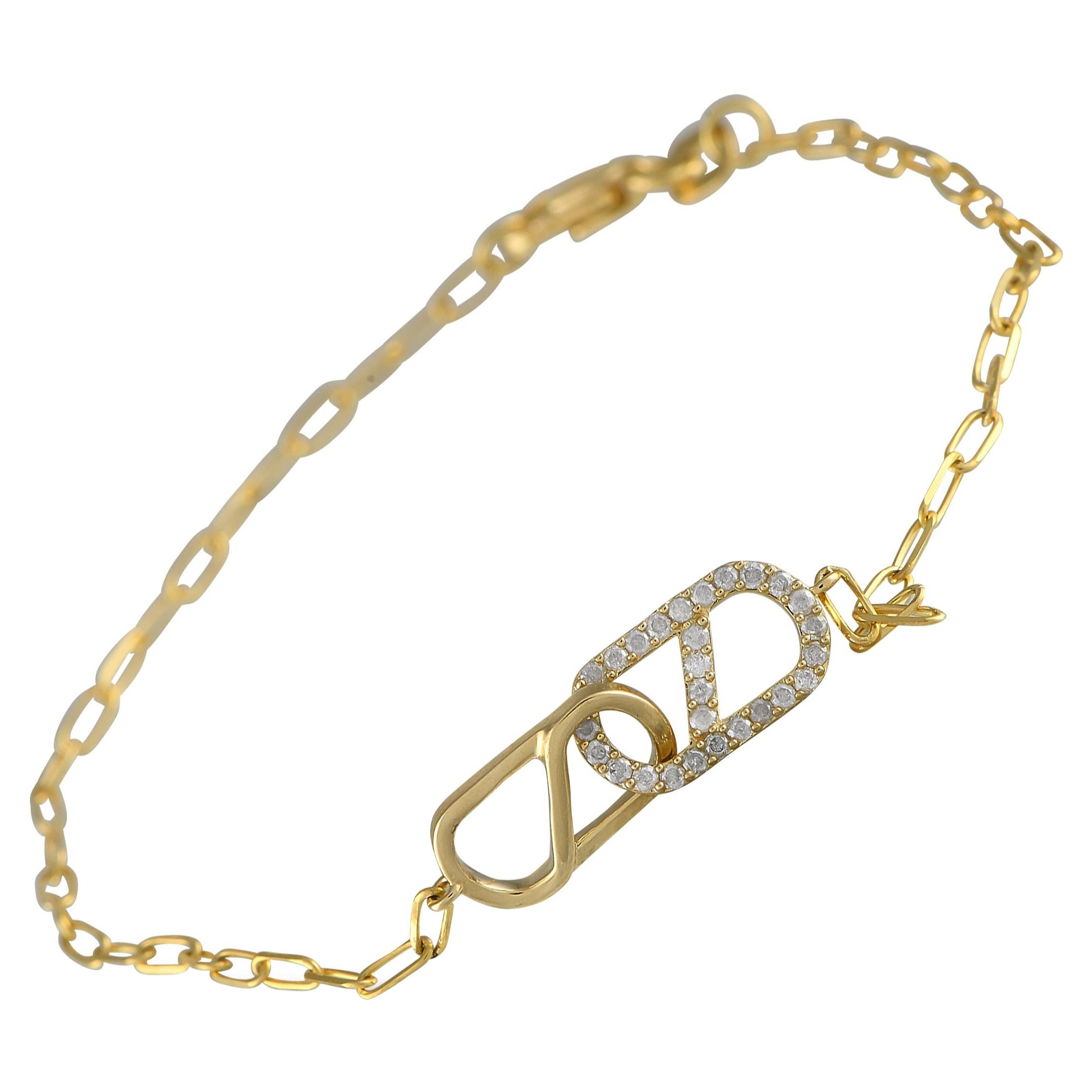 14K Yellow Gold 0.20ct Diamond Bracelet For Sale