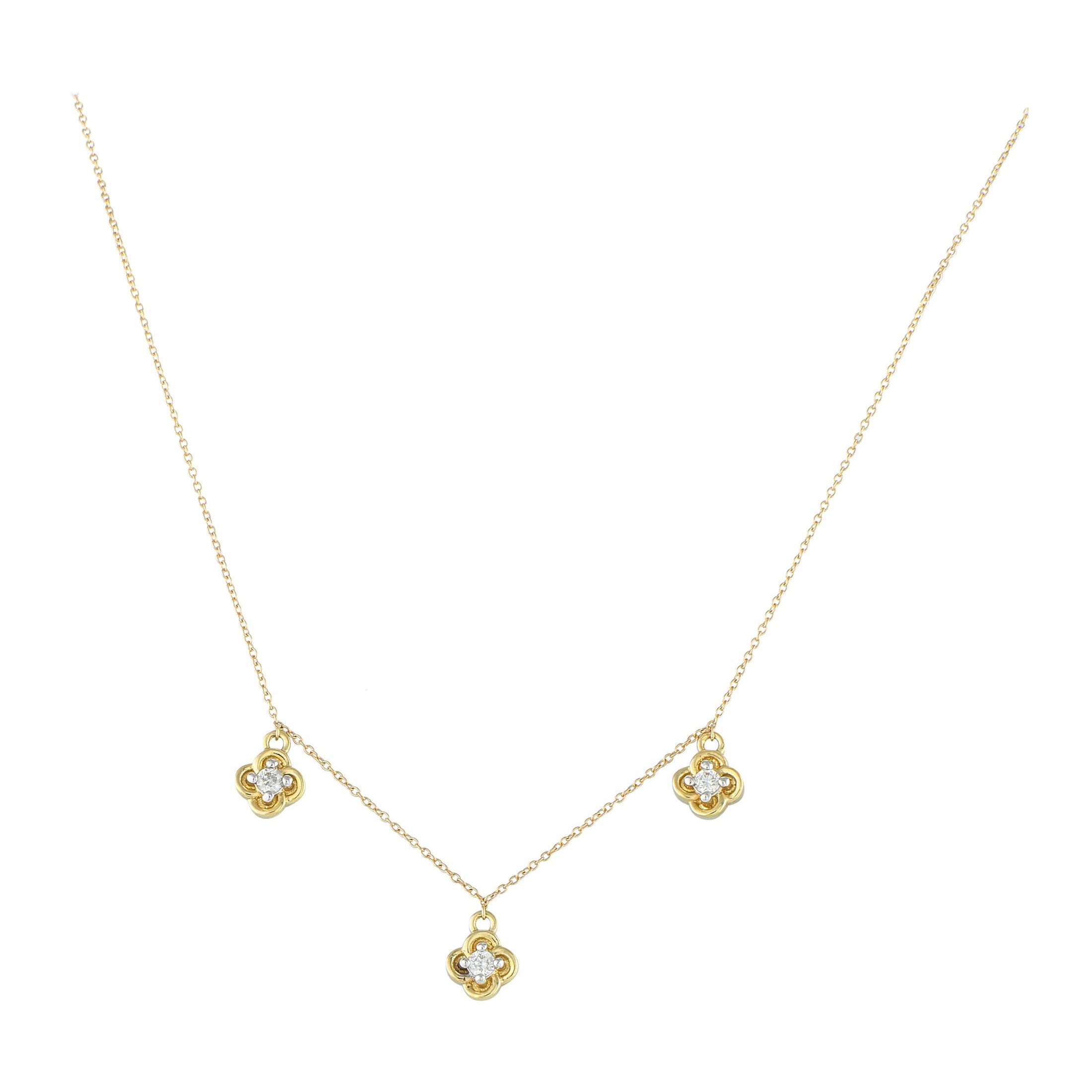 14K Yellow Gold 0.15ct Diamond Station Necklace