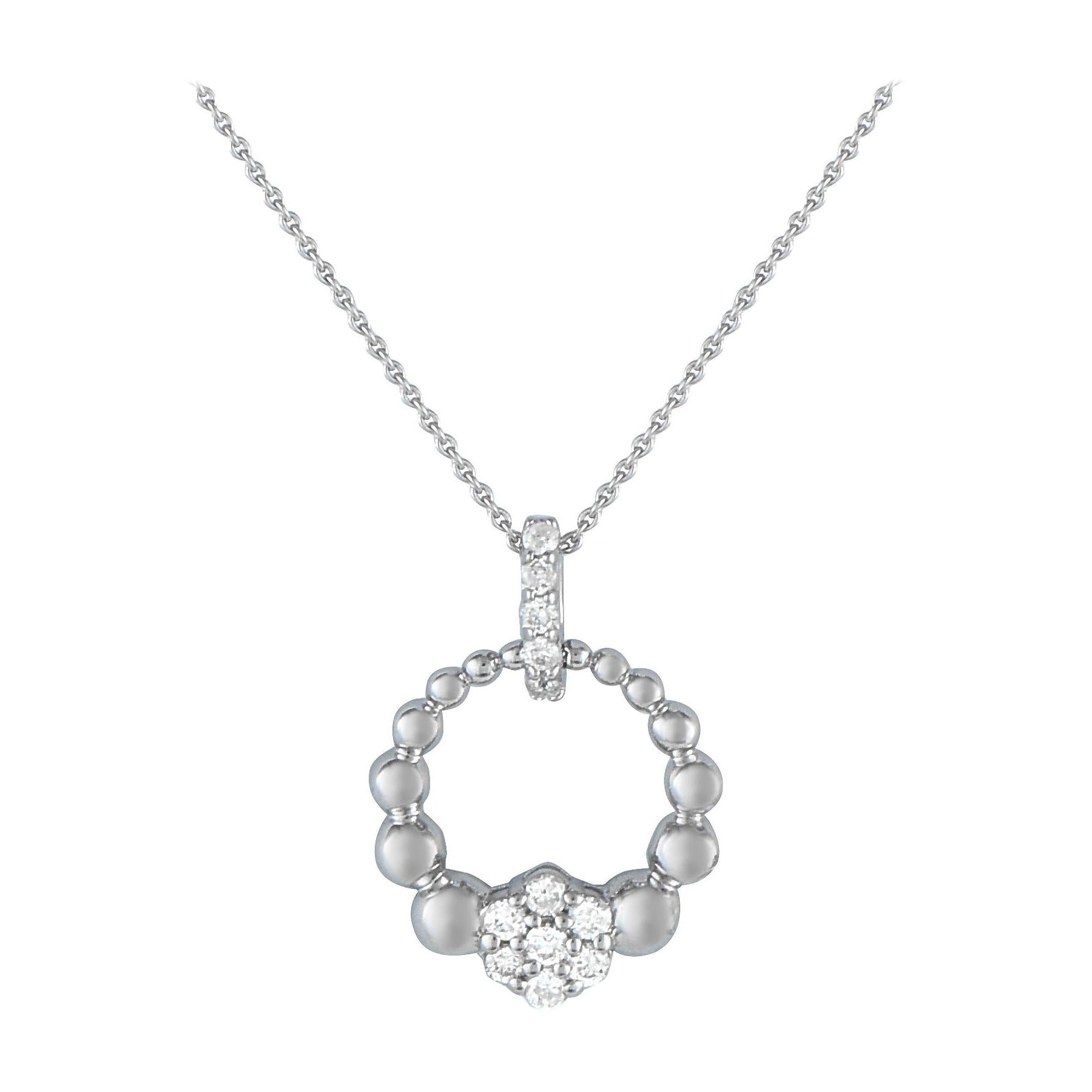 14K White Gold 0.15ct Diamond Necklace For Sale