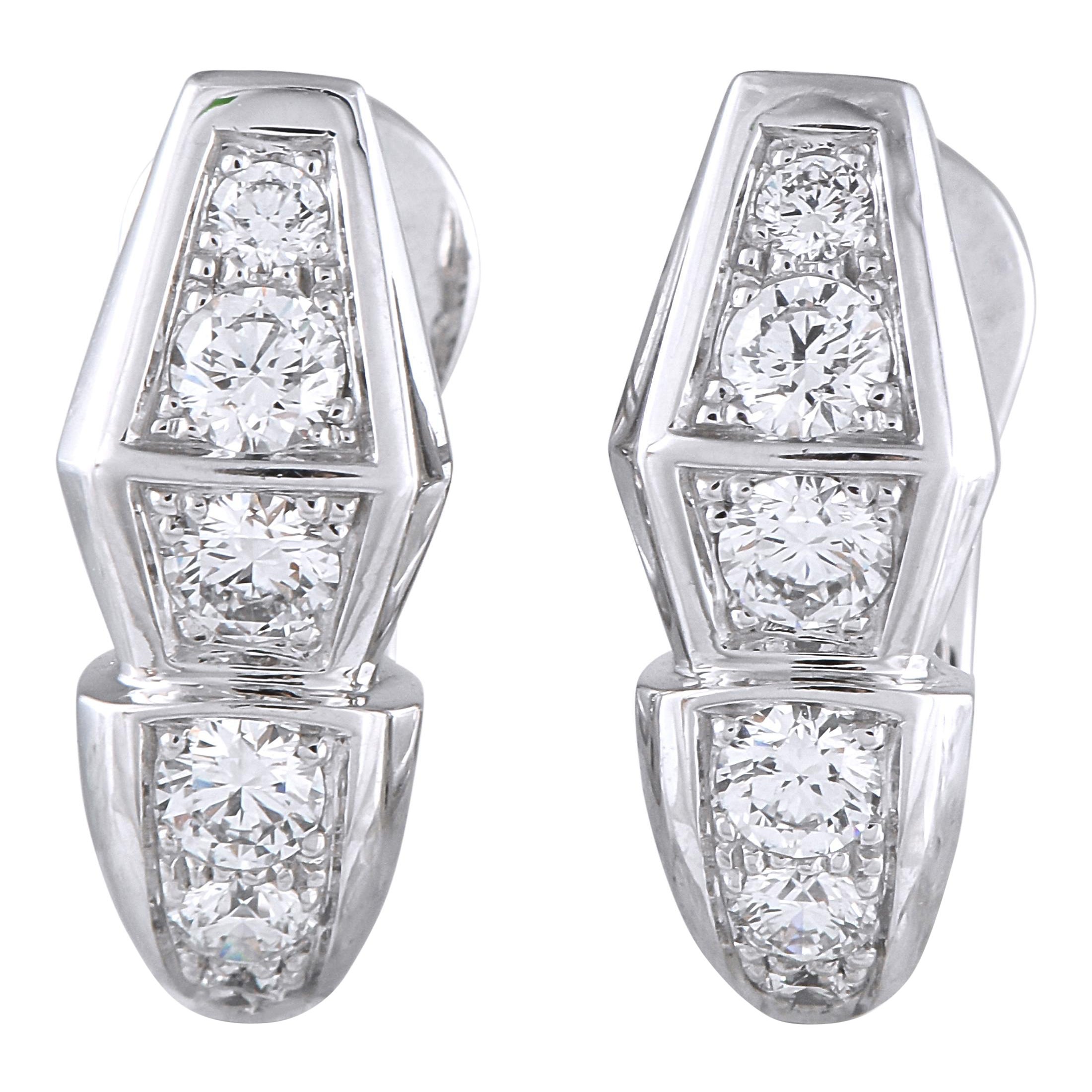 Bvlgari Serpenti 18K Weißgold 1,52ct Diamant-Ohrringe im Angebot
