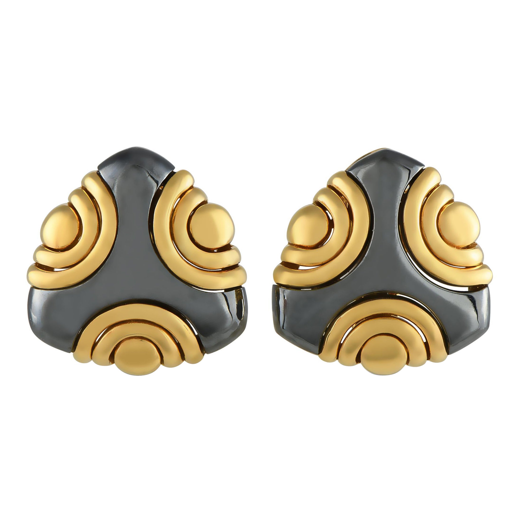 Bvlgari 18K Yellow Gold Hematite Earrings