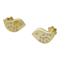 Kids Bird Diamond Stud Earrings in 14k Solid Gold (Certified)