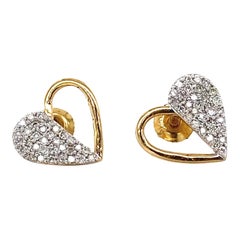 Kids Heart Diamond Stud Earrings in 14K Solid Gold (Certified)