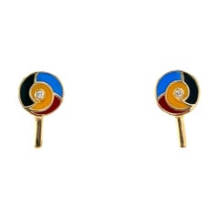 Kids Lollipop Diamond Stud Earrings 14k Solid Gold (Certified)